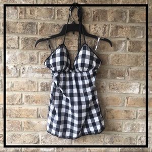 HALTER TIE TOP SWEETHEART CUT in BUFFALO CHECK